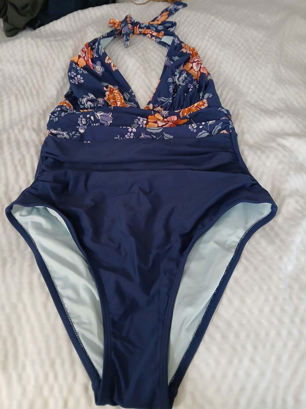 Cupshe Women's Floral Halter Tummy Control One-Piece Swimsuit Size M